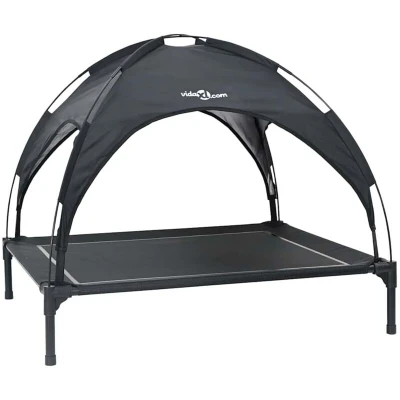 Image of vidaXL Raised Dog Bed with Removable Roof Black L Steel