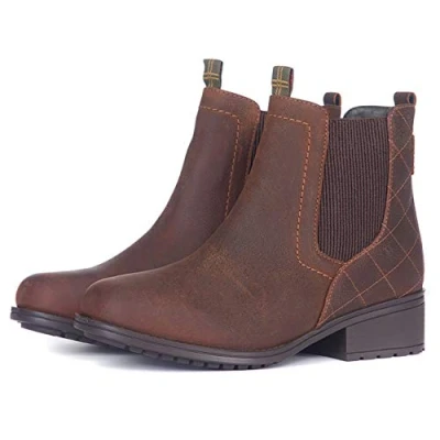 Image of Barbour Womens Rimini Leather Winter Walking Casual Fashion Block Heel Ankle Boots Teak 3