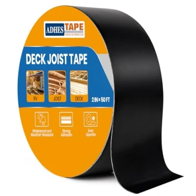 Image of ADHES Deck Joist Tape, Butyl Tape 5cm x 15m 1 Rolls Waterproof for Decking, Flashing Ideal Wood Decks Beams Roof, Outdoor Construction Use