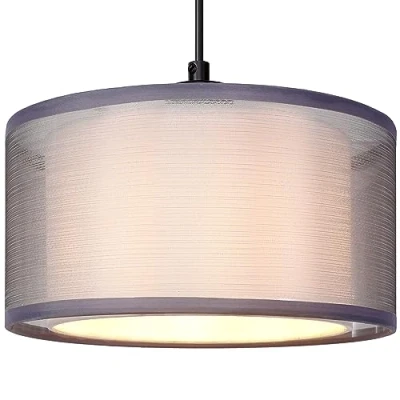 Image of GIGGI 2 Tier Small Lamp Shades Ceiling, Modern Grey Light Shade, Lampshades for Ceiling Lights, Table Lamps &amp; Floor Lamps, Shade Living Rooms, Kitchen, Bedroom, Hallways Lounges
