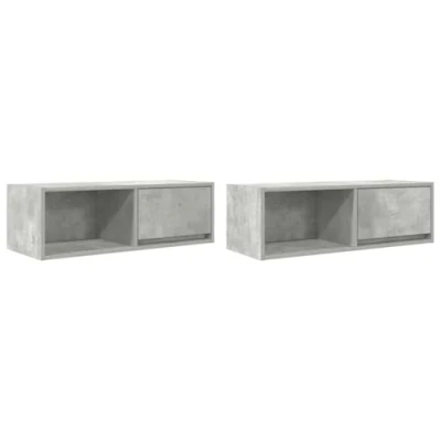 Image of vidaXL 2 Piece TV Furniture Concrete Grey 80 x 31 25.5 cm in Multilayer Wood, Bench, Hi Fi Cabinet, Entertainment Centre, Sideboard