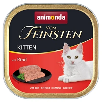 Image of animonda Vom Feinsten Kitten, wet food for growing cats under 1 year, with beef, 32 x 100g