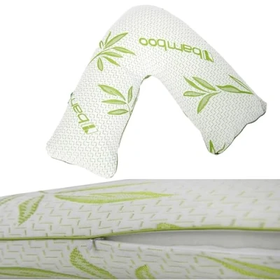 Image of Yorkshire Homeware Memory Foam Filled Comfort Bamboo V Pillow Body Back Support Nursing Maternity Pregnancy Pillows Filling Made In Uk