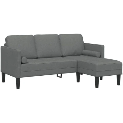 Image of vidaXL 3 Seater L Shaped Sofa Dark Grey 160 cm Fabric