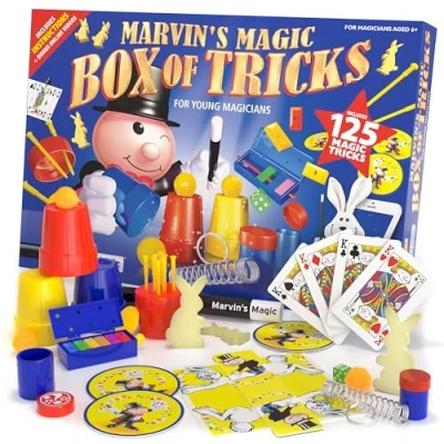 Image of Marvin&#039;s Magic Kids Set With Wand, Card Tricks and More Toys, Xmas Gifts, Games, Family Games for Age 6, 7, 8, 9, 10+ Box of 125