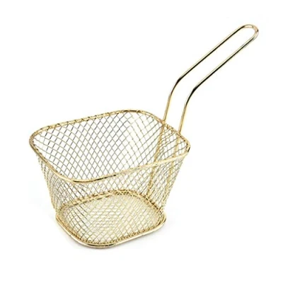 Image of French Fries Basket Stainless Steel Chips Frying Strainer Fryer Cooking Colander Kitchen Gadgets Plastic Small