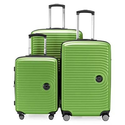 Image of HAUPTSTADTKOFFER Mitte Set of 3 Suitcases Hand Luggage Suitcase 55 cm, Medium 68 cm + Large Travel 77 Hard Shell ABS, TSA, Apple Green