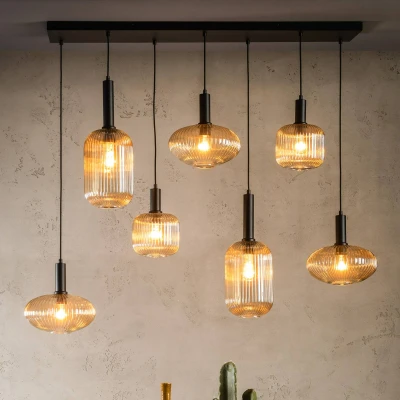 Image of Maloto Retro Bar Pendant Light 7xE27 Amber