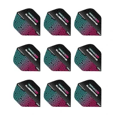 Image of RED DRAGON Peter Wright Snakebite Hardcore Premium Black &amp; Rainbow Dart Flights 3 Sets Per Pack (9 in total)