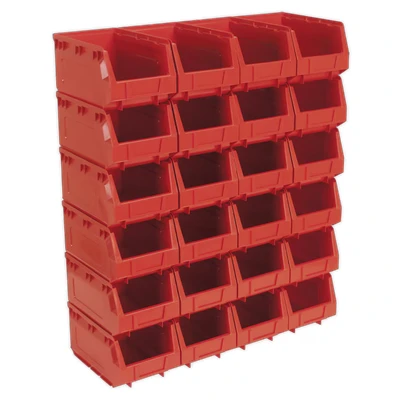 Image of Sealey Plastic Storage Bin 150 x 240 130mm Red Pack of 24
