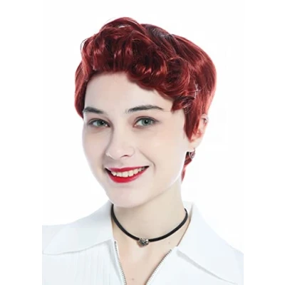 Image of Wig ME UP DW3333 350 Men Women unisex short straight curled quiff dark copper red