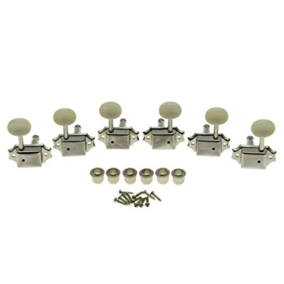 Image of KAISH Nickel with Ivory Buttons 3L3R Vintage LP Guitar Tuners Tuning Keys Pegs Machine Heads for Les Paul SG