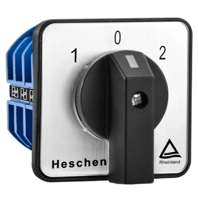 Image of Heschen Universal Rotary Cam Selector Changeover Switch, SZW26 63/D303.3, 660V 63A, ON OFF 3 Position, Phase 12 Terminals, CE