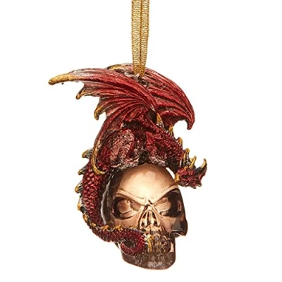 Image of Christmas Tree Ornaments Black Coal Skull and Dragon Holiday Ornament Statue Decor Decorations