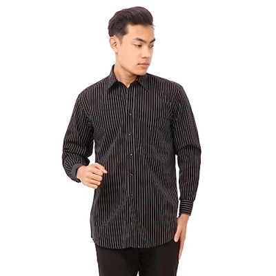 Image of Uniform Works B315 S Long Sleeve Shirt, Pinstripe, Small