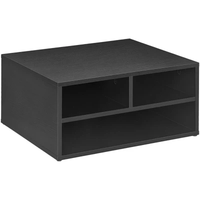 Image of HOMCOM Desktop Printer Stand with 3 Open Compartments Desk Organiser Black 924 087V00BK