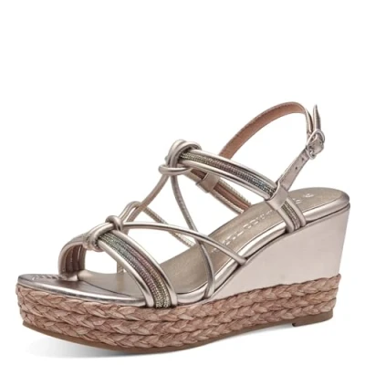 Image of MARCO TOZZI Women&#039;s 2 28305 42 Wedge Sandal, Rose Met Comb, 3.5