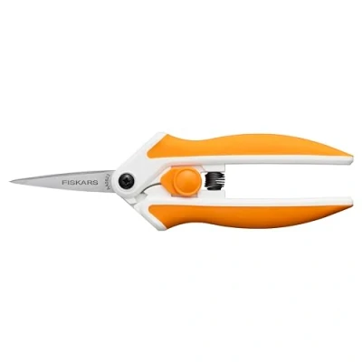 Image of Fiskars Micro Tip Easy Action Scissors, Precision Cutting Stainless Steel Blades, SoftGrip Handle