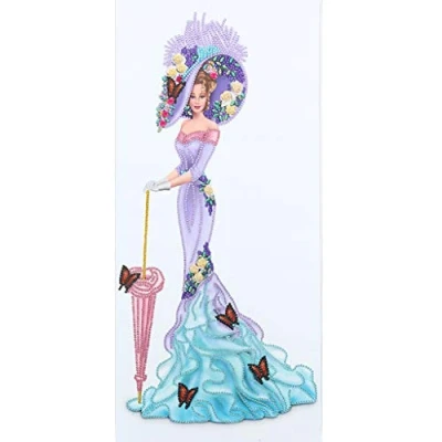Image of DairyDing 5D Diamond Art Painting Kits Dress Lady Full Round Drill Elegant Gem Craft for Home Wall Decor Gift Adults and Kids 12 x 24 inch (Purple Blue), Clear