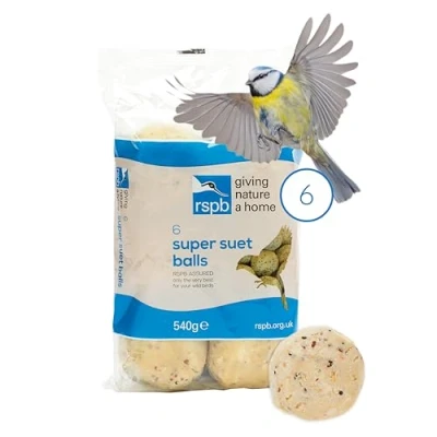 Image of RSPB Fat Balls for Wild Birds, High Energy Food, Suet Made in the UK, Suitable Year round Feeding (Pack of 6)