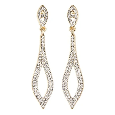 Image of Clip On Earrings Gold Plated Drop With Clear Crystals Banba G