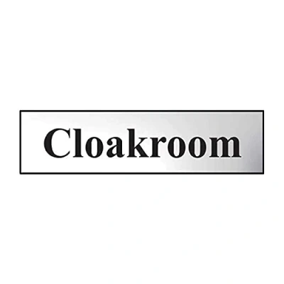 Image of Cloakroom Sign Self Adhesive PVC Chrome Effect 200mm x 50mm