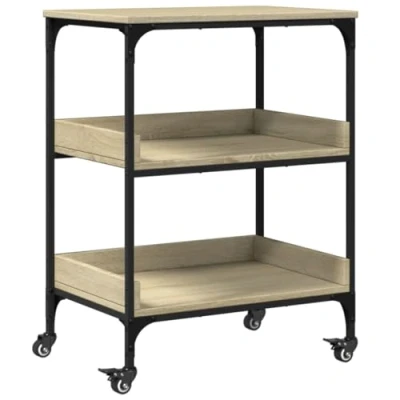Image of vidaXL Kitchen Trolley Sonoma Oak 60x41x80.5 cm Engineered Wood