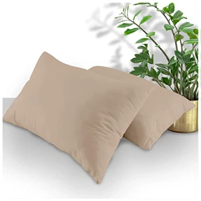 Image of Luxury Housewife Percale Pillow Cases 2 Pack, Super Soft Cozy Plain Dyed Pillowcases, Non Iron Polycotton Bedding Case, Natural