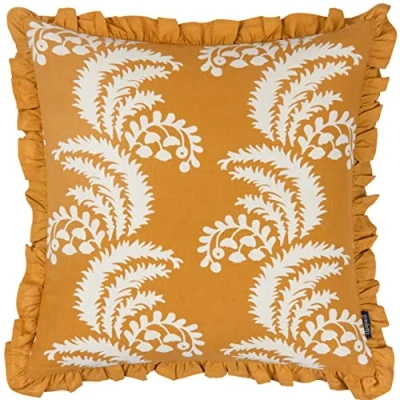 Image of Paoletti Montrose Feather Filled Cushion,Ochre,50 x 50cm