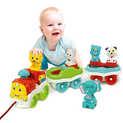 Image of Clementoni 17740 Animal 3 in 1 Talking, Interactive and Towable, Electric Toy Train, Year Child Play (Italian Version) Made Italy, Multi Coloured