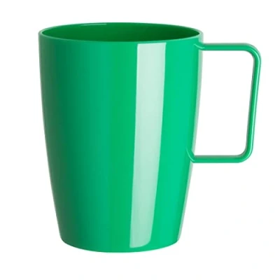 Image of Olympia Kristallon Polycarbonate Plastic Handled Beakers Set 284 ml (Pack of 12), Green, Unbreakable &amp; Shatterproof, Picnic Cups, Cold Hot Drinks up to 100C, Dishwasher Safe, CE287