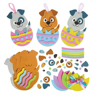Image of Baker Ross FX543 Dog Mix and Match Easter Egg Decoration Kits Pack of 8, Kids Foam Craft