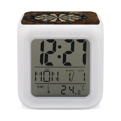 Image of NHYDSPQ Alarm Clock,Dart Board Print Digital Clock,Travel Clocks,Small Clock for Bedside,Alarm Battery Powered