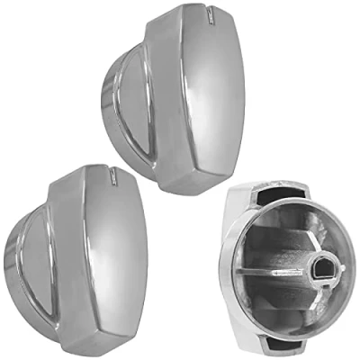 Image of SPARES2GO Temperature Control Knob compatible with Belling 100DFT 100G Oven Cooker (Chrome, Pack of 3)