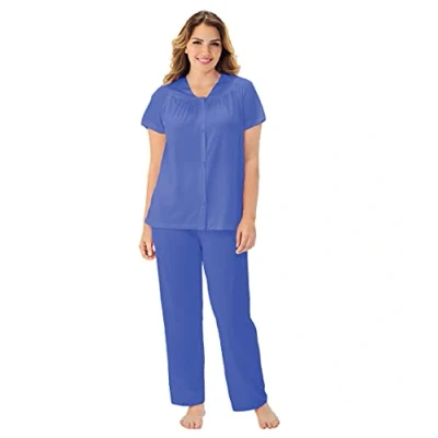Image of Exquisite Form Women&#039;s Plus Size Coloratura Sleepwear Short Sleeve Pajama Set 90807, Rocky Blue, XL