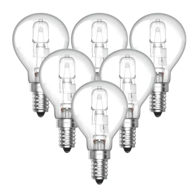 Image of Klarlight 6 Pack E14 42W G45 Dimmable Halogen Bulb, Warm White 2700K Small Edison Screw Globe Bulb 240V, 60W Equivalent Classic Mini Globes Clear Round Light Bulbs