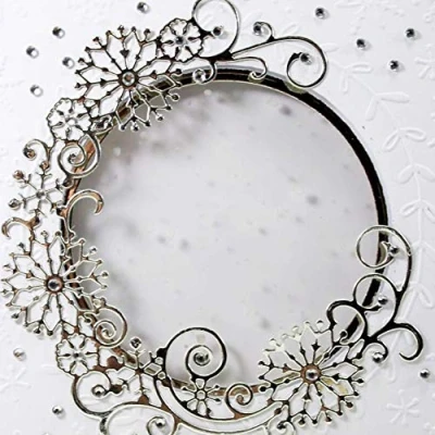 Image of ZHOUBA Cuttting Dies for Card Making,Flower Frame Metal Cutting Die Scrapbooking Embossing Paper Craft Stencil Mold Silver