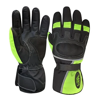Image of Prime Leather Ultimate Motorbike Motorcycle Premium Racing Gloves Vented Motocross Cordura Inside Thinsulate And Hi Pora Lining Water proof Model: 9009/9010 (9009 Green, XXL)