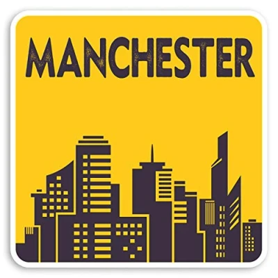 Image of 2 x 10cm Manchester Vinyl Stickers England UK Luggage Sticker #30977 (10cm Wide)