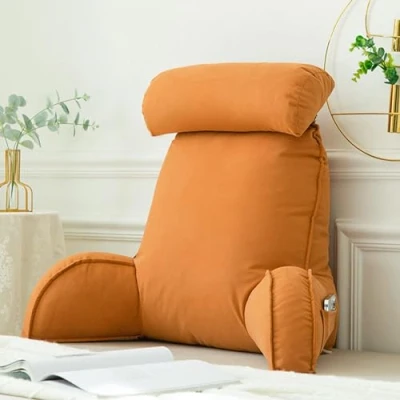 Image of AMZZHAO Reading Pillow With Arms,Lumbar Cushion,Backrest Support Pillow,Reading Cushion For Bed Back Support,for Relaxing Watching TV