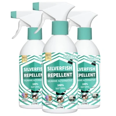 Image of Silverfish Repellent Spray 100% Natural Essential Oils Formula Non Toxic Killer &amp; Preventative Solution Works with Traps (500ml)
