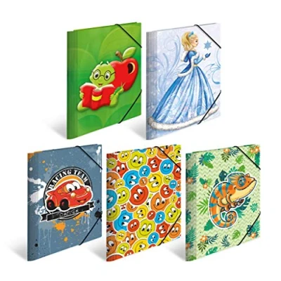 Image of HERMA Elastic Folder Kids, Assorted Colourful Designs, A4, Sturdy Plastic, with Inner Print, Pack of 10