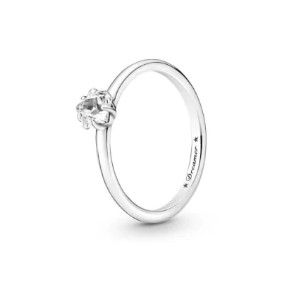Image of Pandora Moments Celestial Sparkling Star Solitaire sterling silver ring with clear cubic zirconia, 52