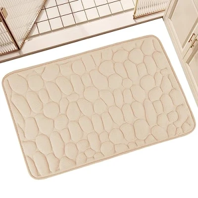 Image of Huasean Foam Bath Mat, Super Absorbent Mat,Extra Soft Non Slip Bathroom Mat,Quick Dry Mats For Floor, Machine Washable Rug Foot Mat,50x80cm