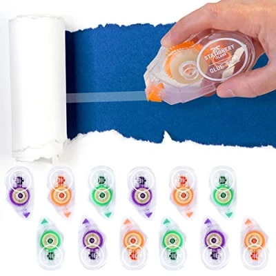 Image of STATIONERY ISLAND Glue Roller Tape Mouse 12 Pack 10mx8mm Adhesive Scrapbook Runner Supplies Double Side Dispenser Applicator for Crafting, Cards, Photo, Journal and Scrapbooking
