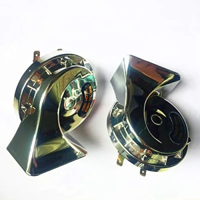 Image of YIYDA Car Horn truck Electric 115DB Loud 1 Pair Universal Air silver Waterproof High and Low Tone with metal bracket for 12V motorcycle ship etc