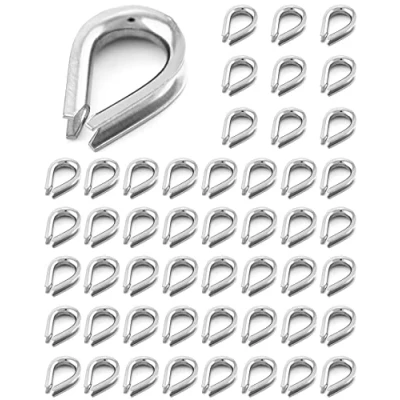 Image of QWORK® M3 Wire Rope Thimbles for 2.5 3mm Diameter Steel Rope, 304 Stainless Steel, 50 Pcs