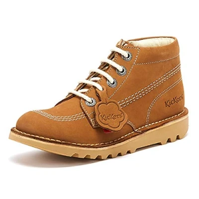 Image of Kickers Kick Hi Classic Ankle Boots with Zip Extra Comfortable Added Durability Premium Quality School Shoes, Tan, 2.5 UK Child