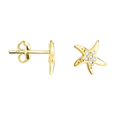 Image of SOFIA MILANI Women&#039;s Earrings 925 Silver Gold Plated &amp; with Zirconia Stones Starfish Stud Earring E2559