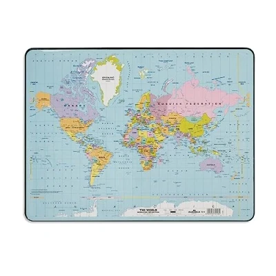 Image of Durable Desk Mat with Coloured World Map 53 x 40cm Pack of 1 Comfortable to Use Ideal for Schools, Home Offices, Etc.